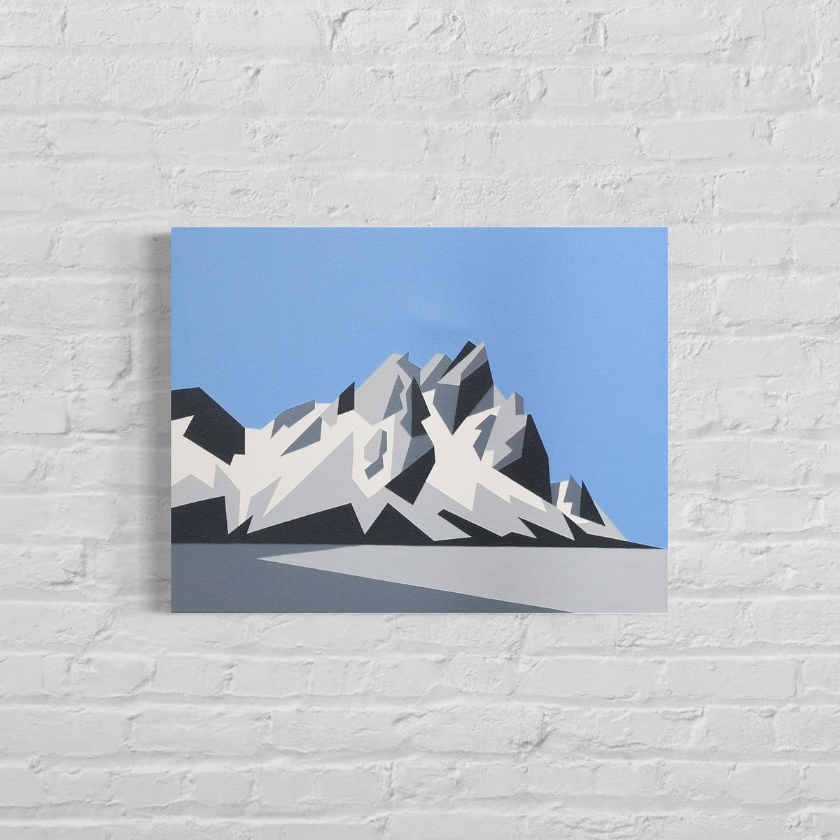Geometric Landscape Acrylic Painting By Zoe Hattersley, 18 X 14", Vestrahorn, Iceland, Original Artwork