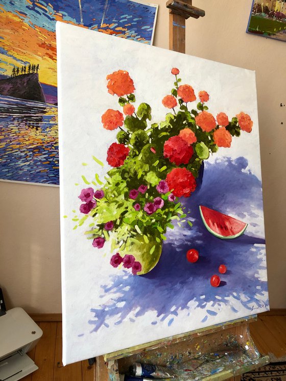 Flowers with watermelon