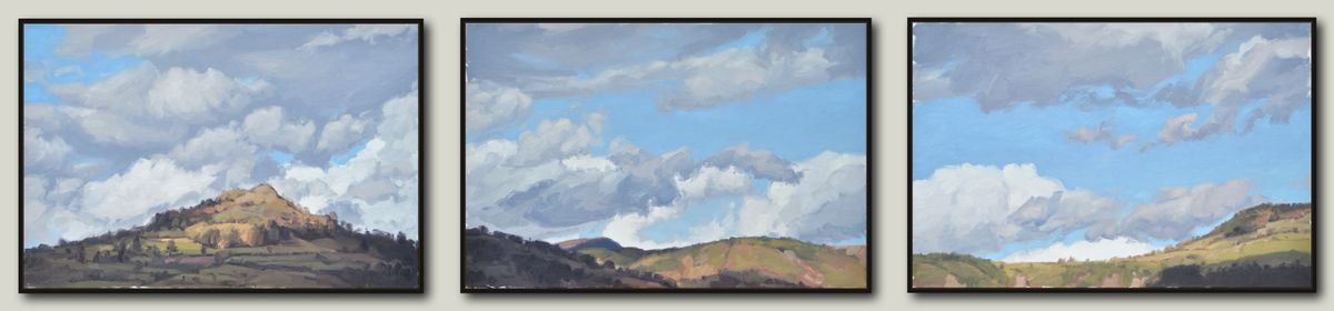 Expressive Landscape Oil Painting By Anne Baudequin, 106 X 24, January 27, Suc De Ceneuil, Triptych, Original Artwork