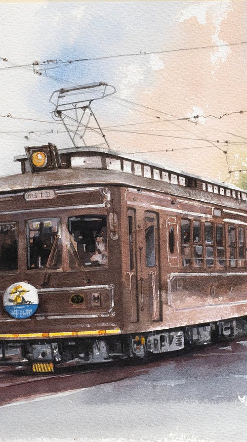 Retro Tram on the Curve by Masato Watanabe