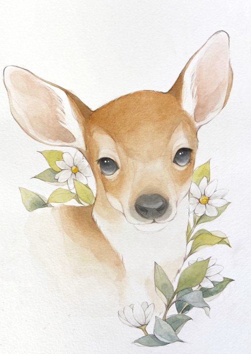 Floral Deer by Alejandra Paredes