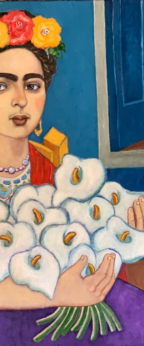 Frida With Flowers by Holly Wojahn