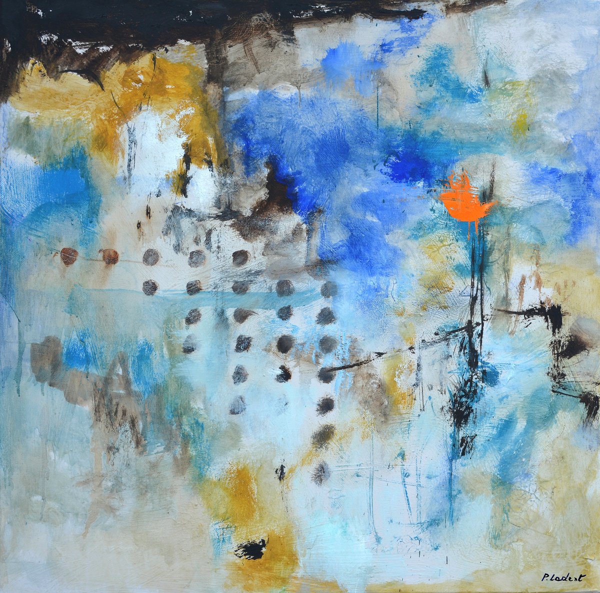 Abstract Oil Painting By Pol Henry Ledent, 24 X 24", Find The Right One, Original Artwork