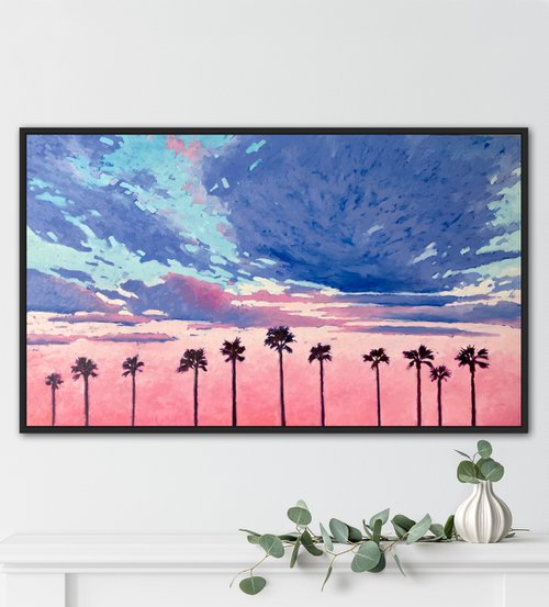 Pink sunset. Palms by Volodymyr Smoliak
