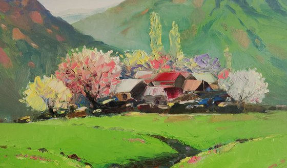 Landscape - spring (60x50cm oil painting, ready to hang)