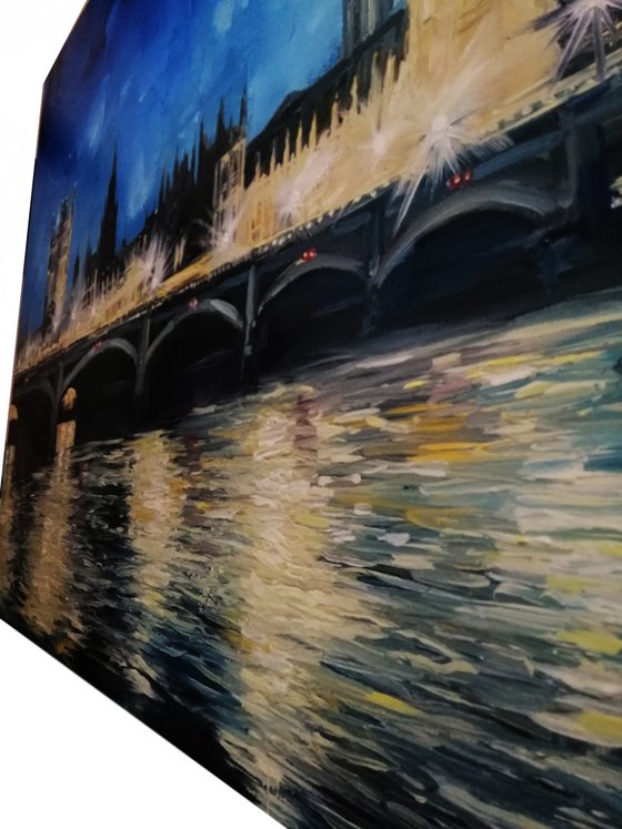 "London Lights"Large original oil painting by Artem Grunyka