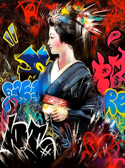'Street Geisha' - Original painting on canvas by Dan Kitchener / 'DANK'