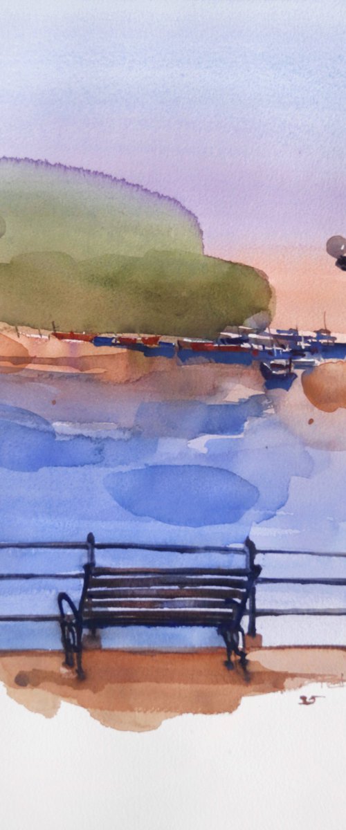 River flows, bench watches by Prashant Prabhu