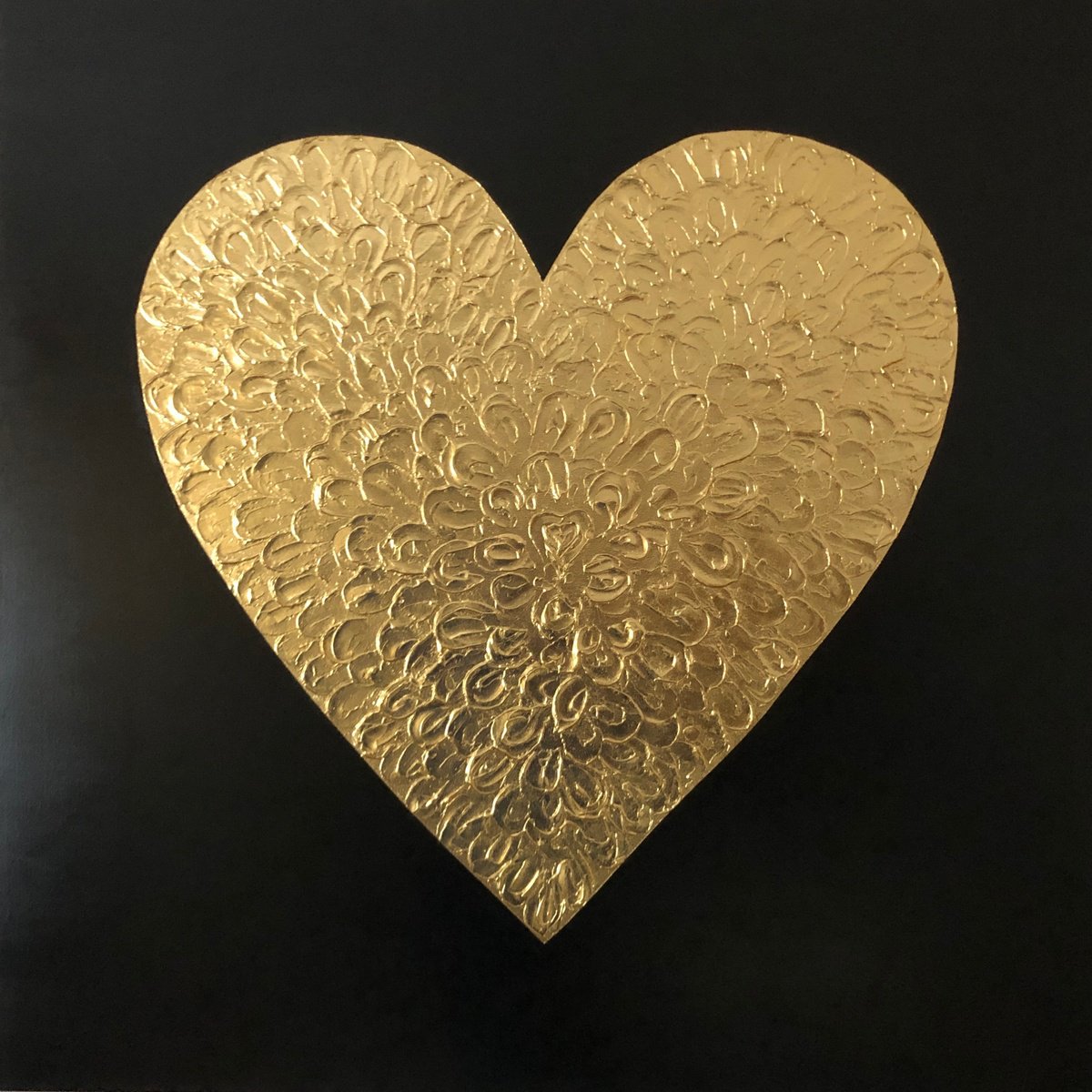 -?Heart in gold- - 3D love black and gold leaf minimalism Pop Art by Nataliia Krykun