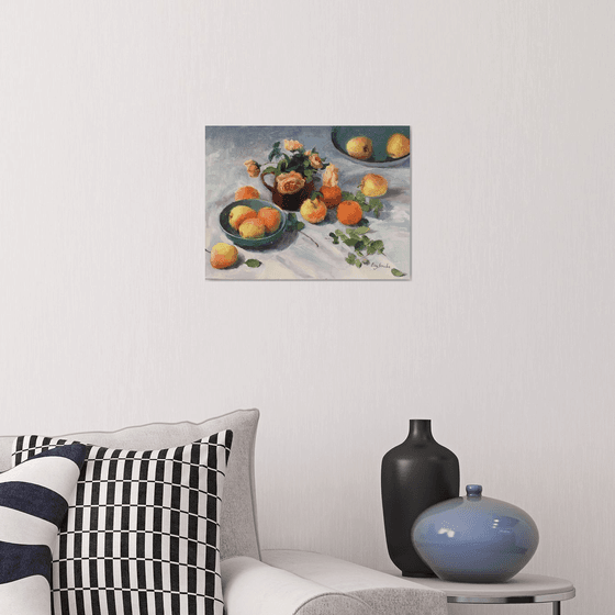 Still Life with Apple and Mandarin