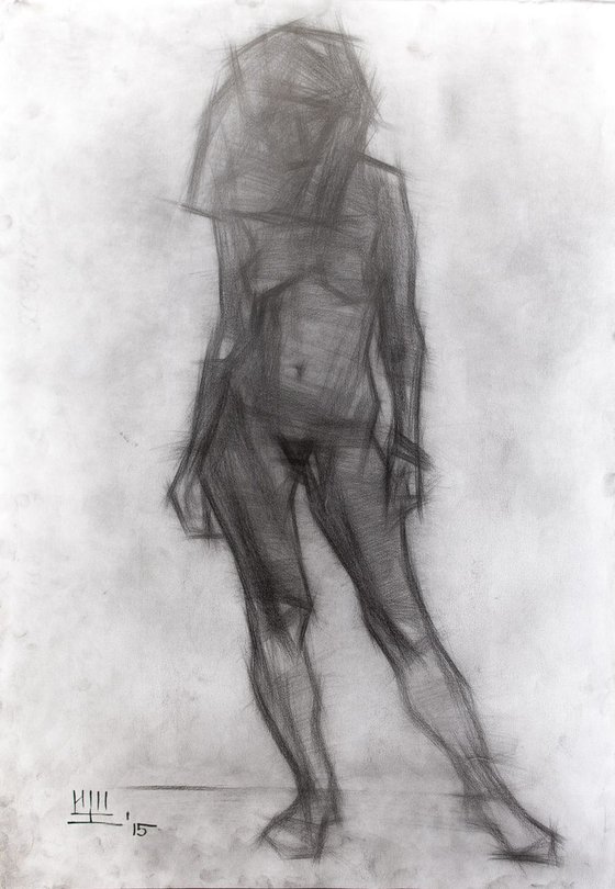 Standing nude figure. Graphics. 86x62cm.