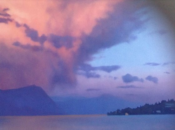 Strange cloud over Lake Garda ( framed original)
