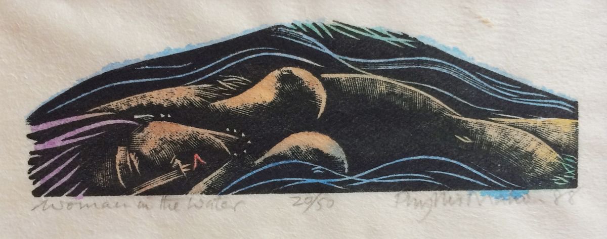 Woman in the water (hand-coloured) 20/50 by Phyllis Mahon