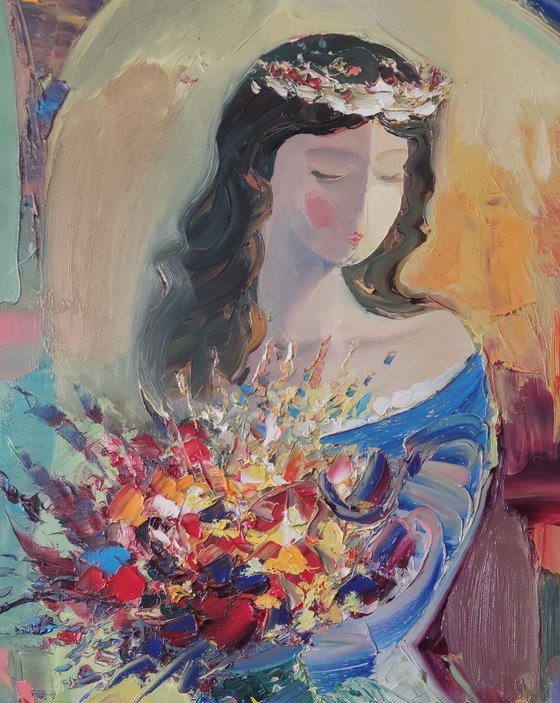 Bride 50x70cm ,oil/canvas, abstract portrait