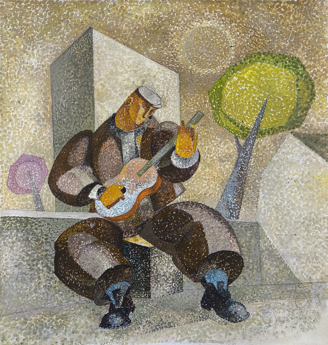 Man With A Guitar By Meliq Khazaryan, 16 X 18, Artwork For Sale On Artfinder