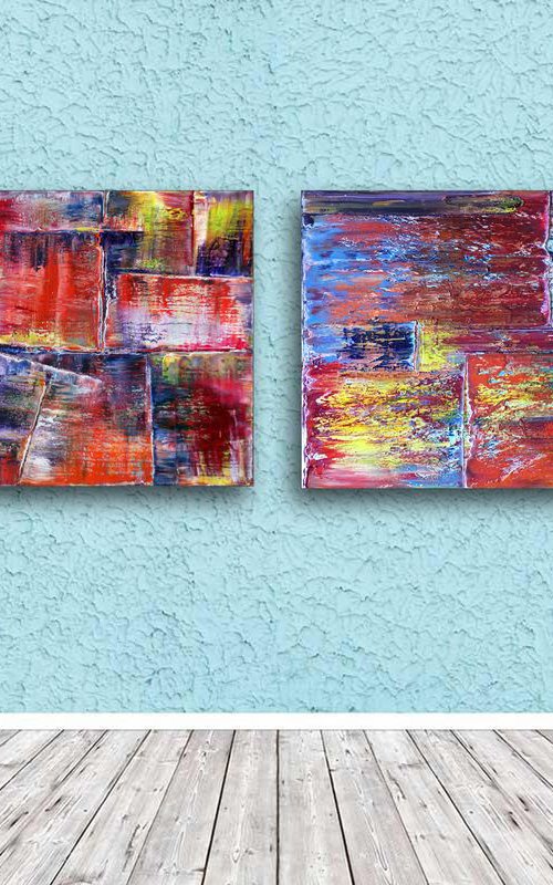 "Compliments" - Save As Series - Original Large PMS Abstract Diptych Oil Paintings On Canvas - 36" x 48" by Preston M. Smith (PMS)