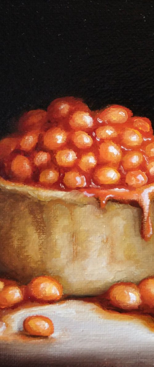 Scottish scotch pie with Beans on top #2  still life by Jane Palmer Art