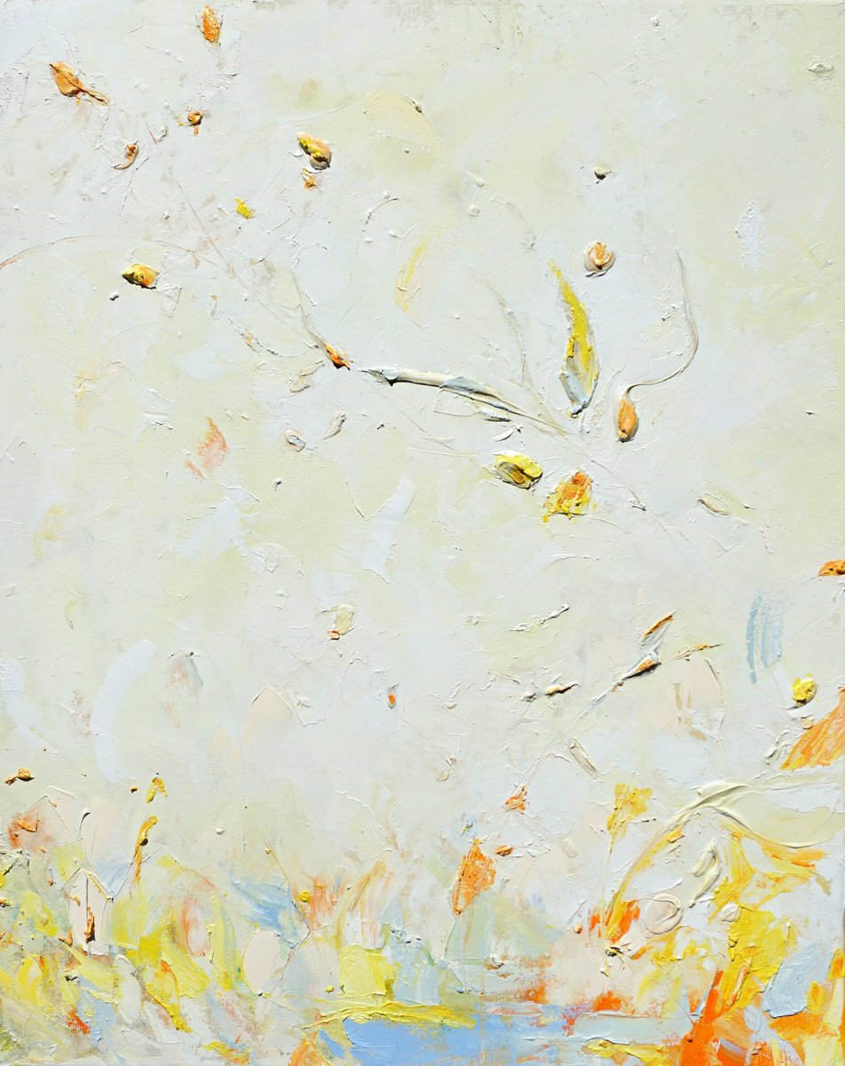 Abstract Oil Painting By Jelena B, 24 X 30, White Fields 1, Original Artwork