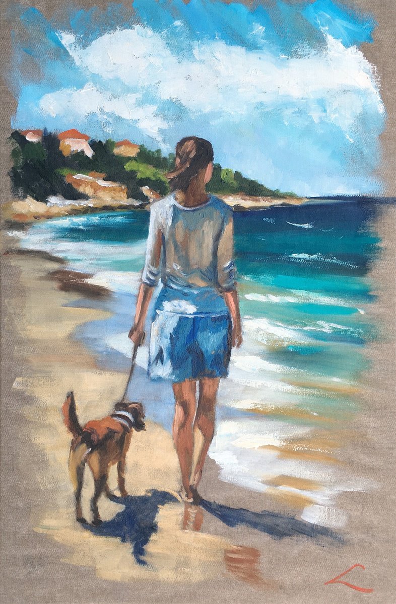 Along The Beach By Elena Sokolova, 16 X 24, Artwork For Sale On Artfinder