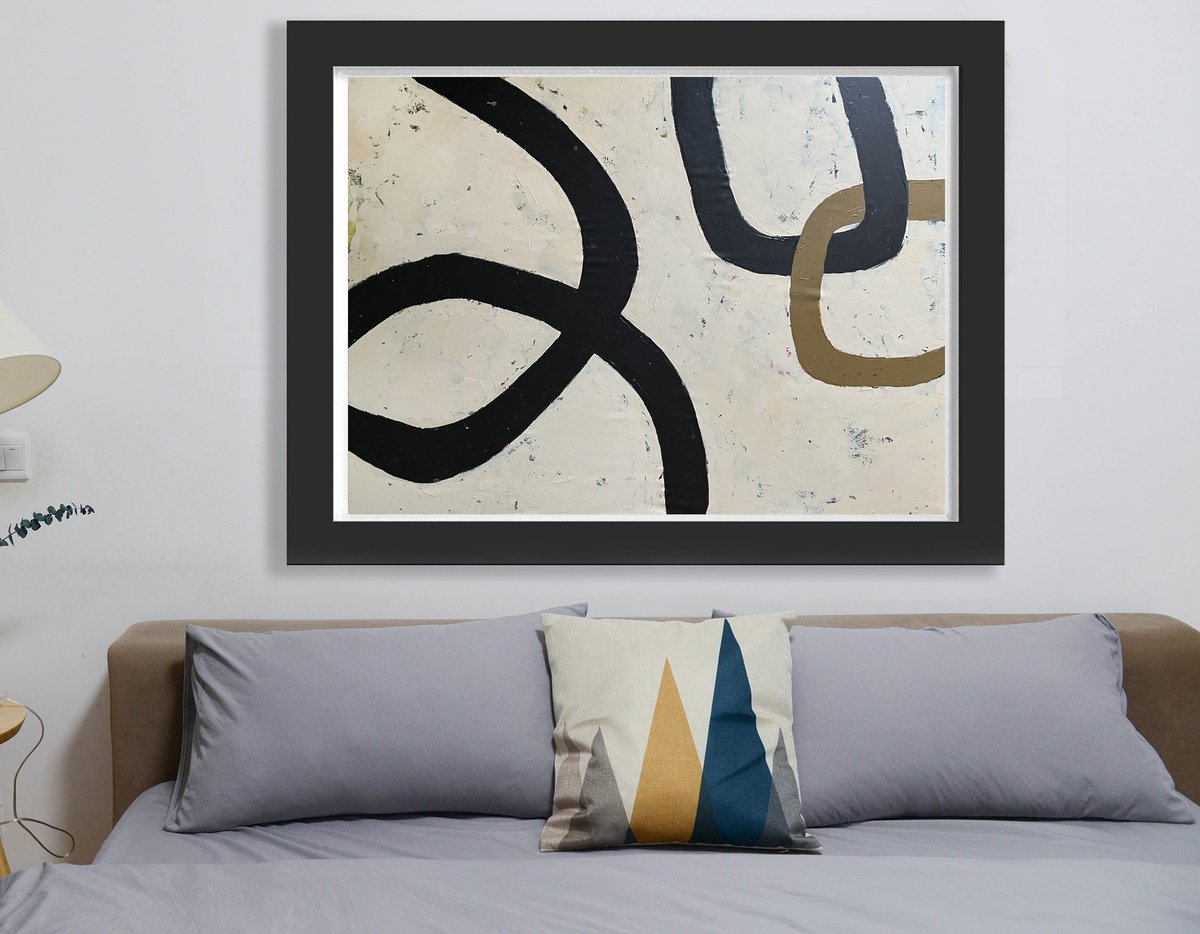 Geometric Abstract Acrylic Painting By Nick Molloy, 55 X 39", Connection, Original Artwork