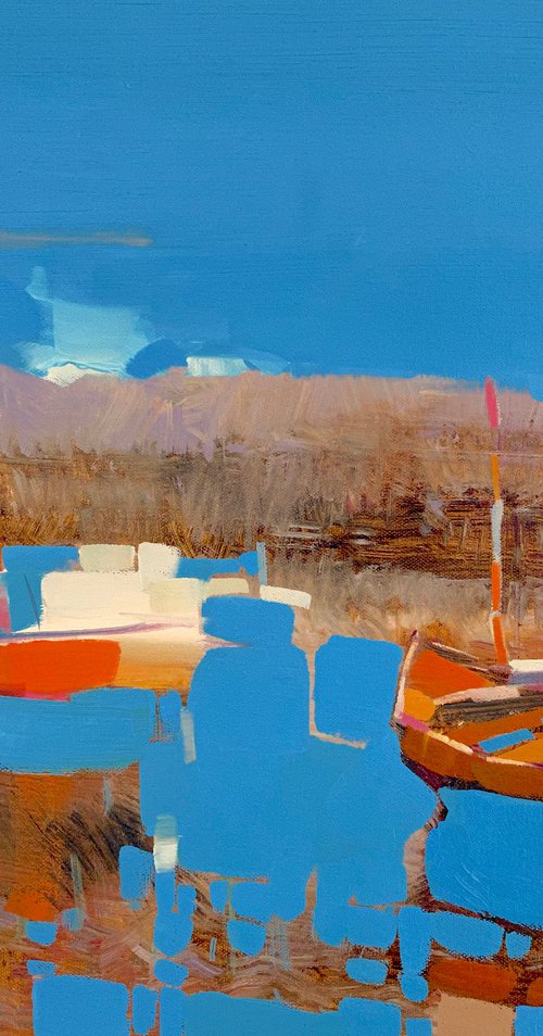 Harbor, Original oil painting, Handmade artwork, One of a kind by Vahe Yeremyan