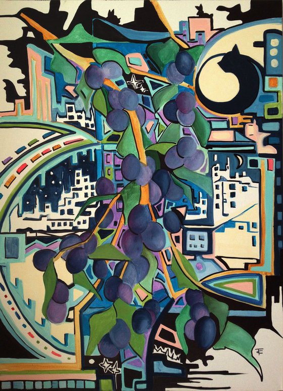 City at night 73 x 100 cm ( 29 x 39 inches ) - ready to hang