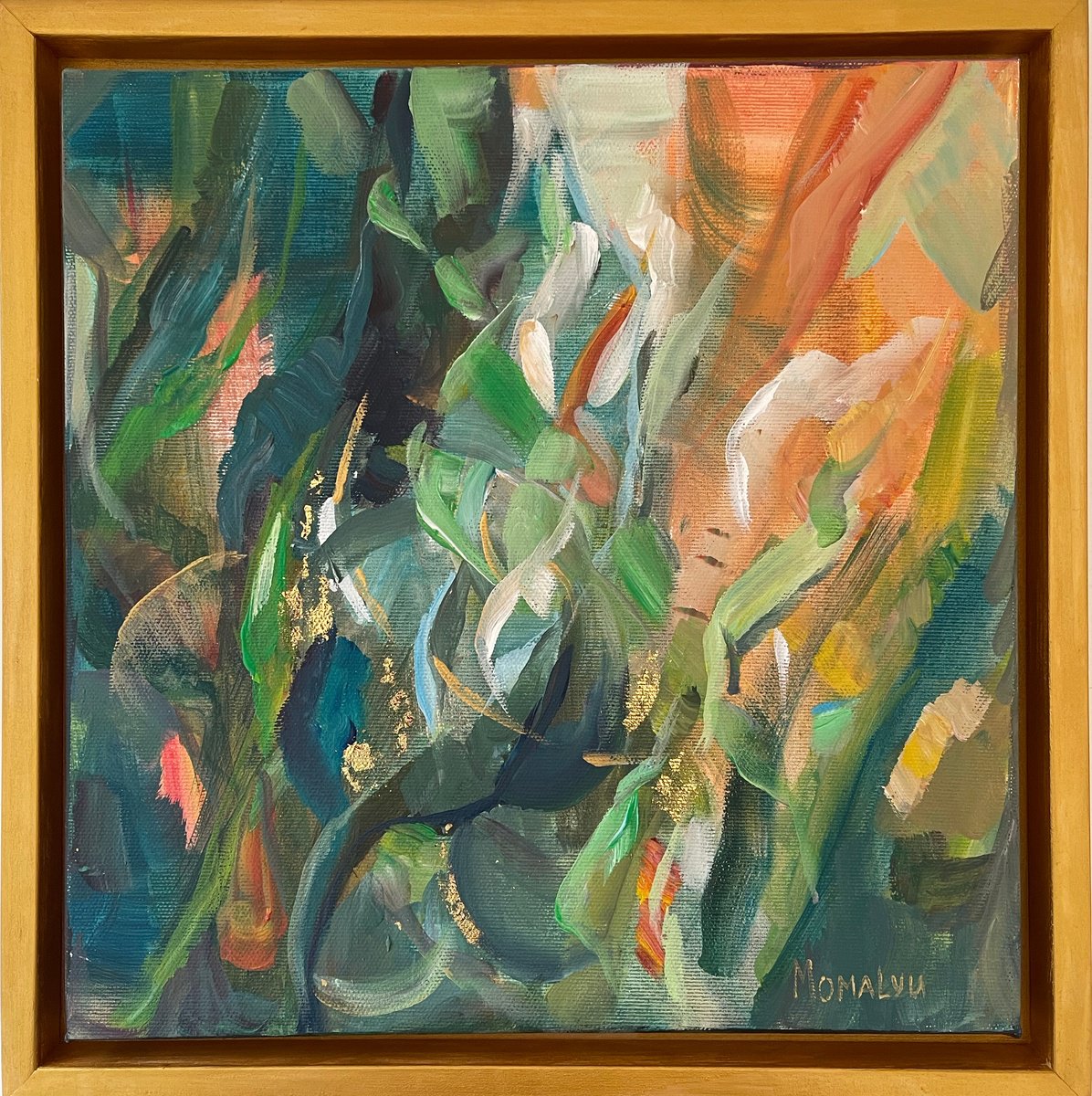 Organic Abstract Acrylic Painting By Momalyu, 14 X 14", The Energy Within Nature., Original Artwork