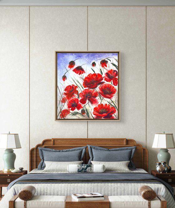 Big Size Red Wild Poppies