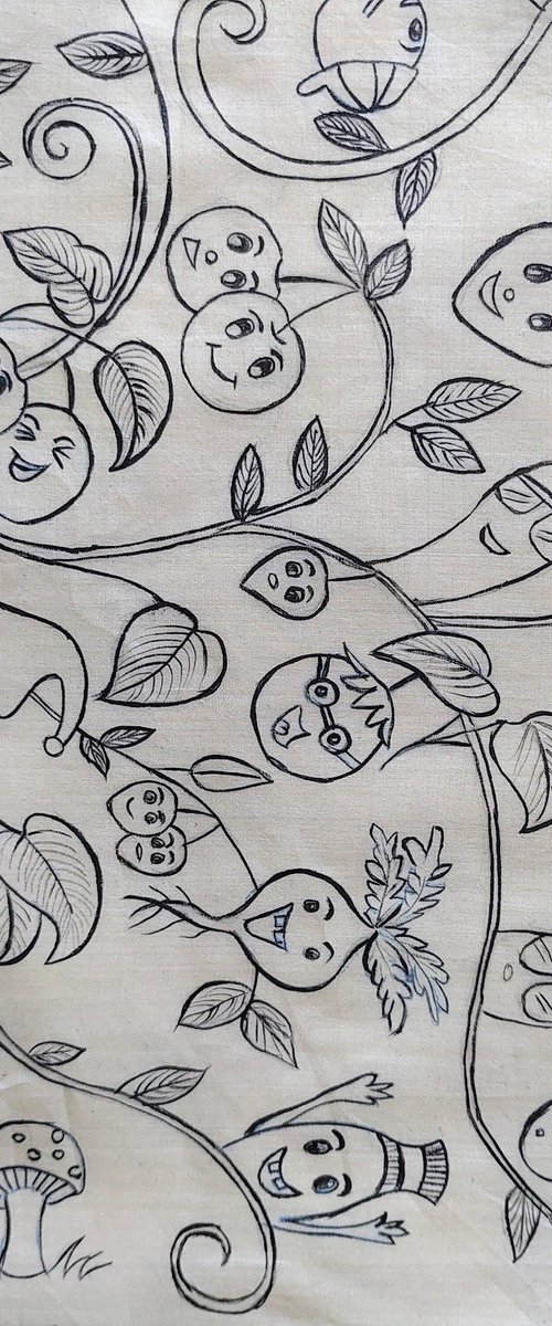 Doodles Acrylic on Silk by Shweta Mahajan