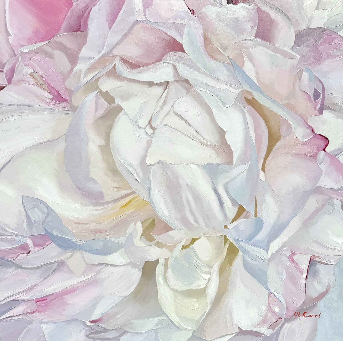 Photorealistic Botanical Oil Painting By Ulyana Korol, 28 X 28", Sweet Melody, Original Artwork