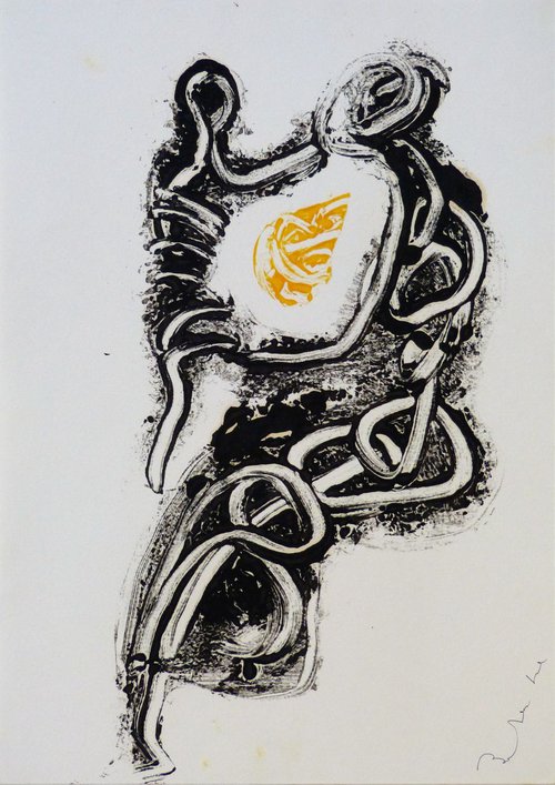 Maternity, monoprint #2, 42x30 by Frederic Belaubre