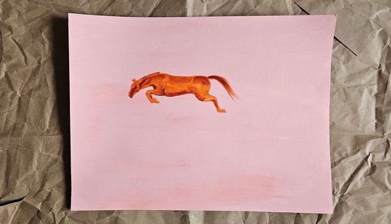 Minimalist Flying Chestnut orange horse