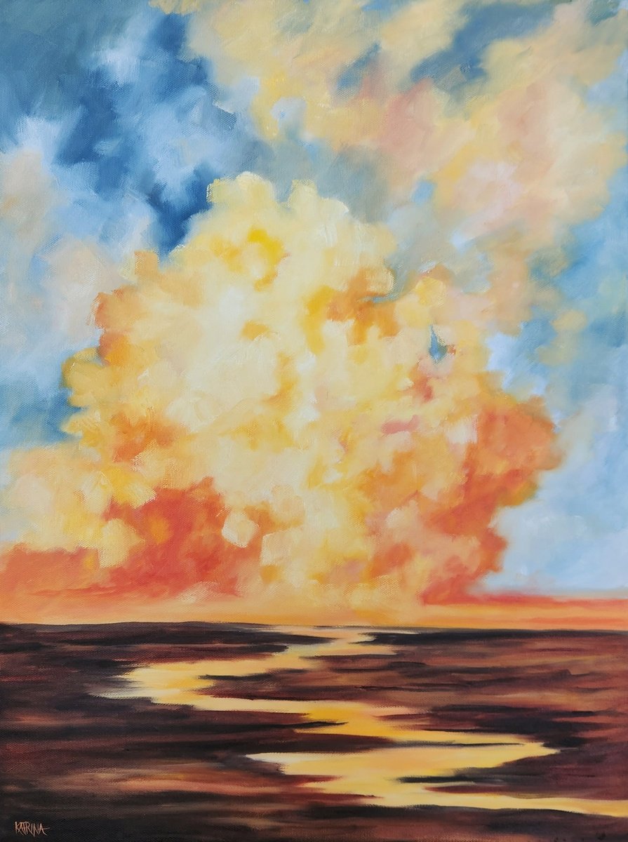 Impressionistic Landscape Oil Painting By Katrina Case, 18 X 24", Brighter Days Ahead, Original Artwork