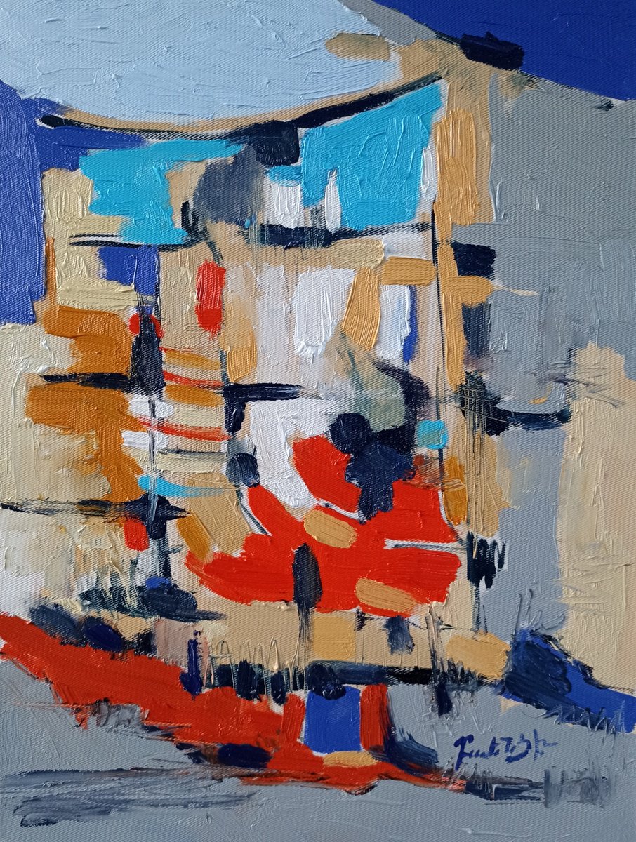 Abstract Oil Painting By Artyom Basenci, 12 X 16, Color Symphony, Original Artwork