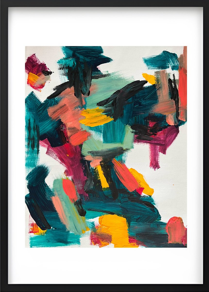 Abstract Acrylic Painting By Carla Sa Fernandes, 20 X 28, Brushed To Life #3, Original Artwork