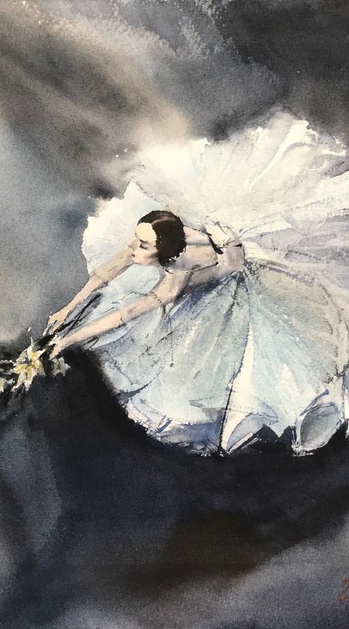 Ballerina with a bouquet by Eugenia Gorbacheva