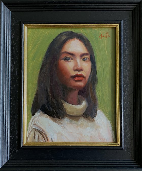 Asian girl with green.