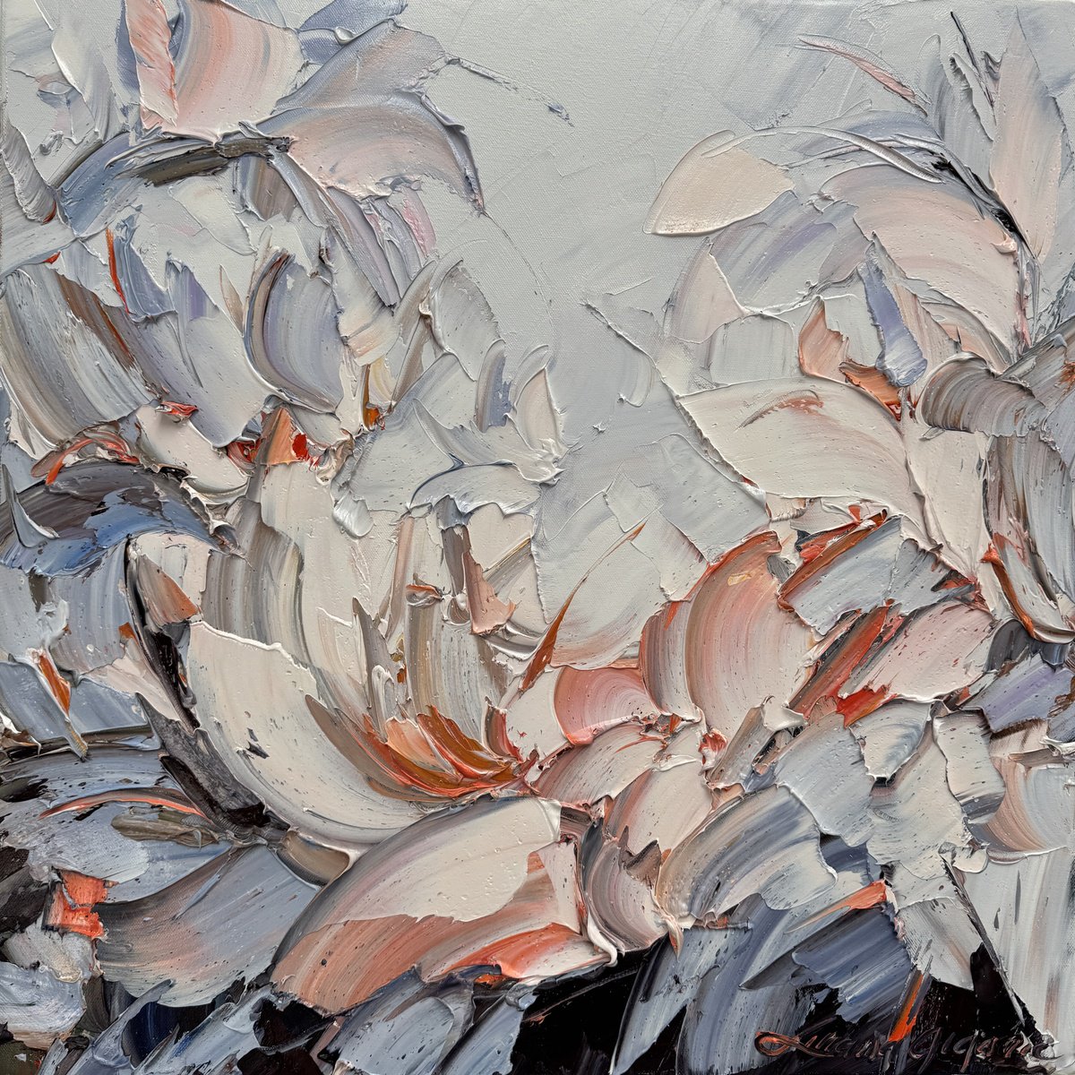 Impressionistic Botanical Oil Painting By Liliana Gigovic, 24 X 24", Spring Delight No 28, Original Artwork