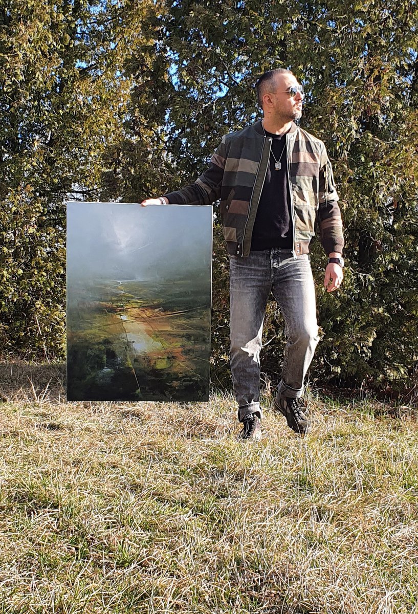 Abstract Landscape Oil Painting By Ivan Grozdanovski, 27 X 37, Agartha - Ancient Crossroads, Original Artwork