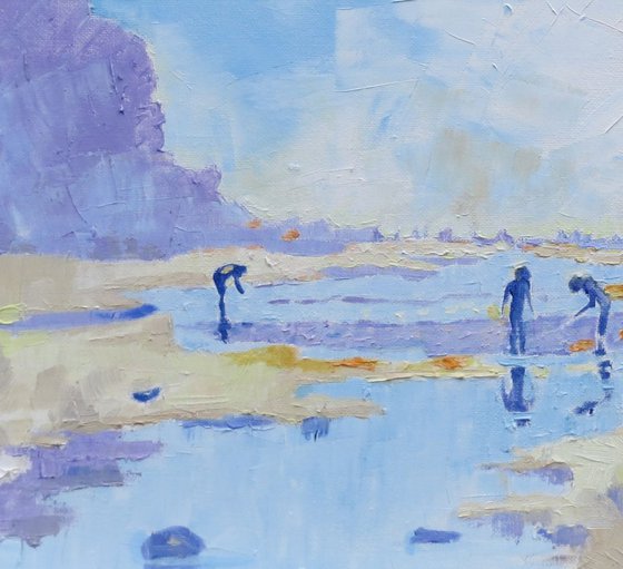 Hot Summer Day on the Beach. Seaside Painting.