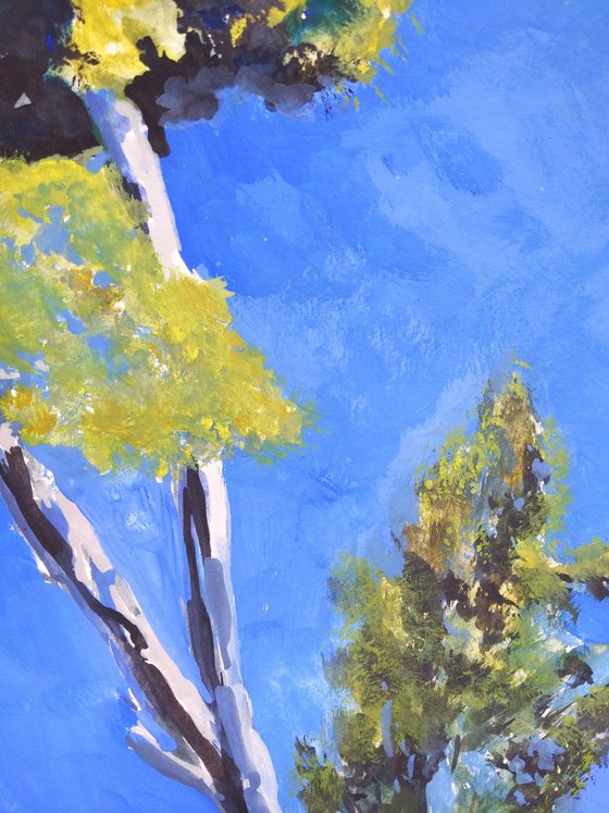 Pines of Corfu island - Greece - original watercolor painting - pine trees