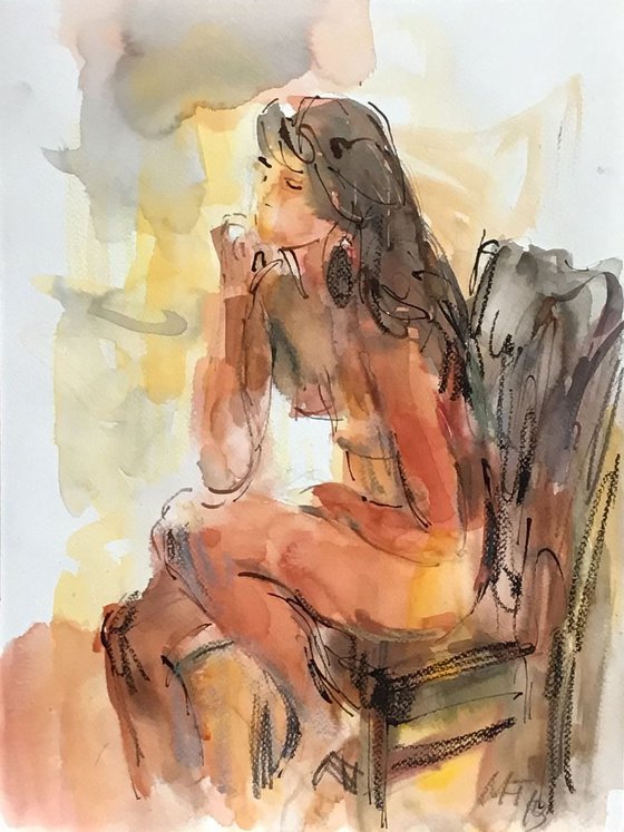 Sitting nude