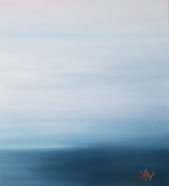 Sea Landscape painting So tender are my memories, 80×80 cm, original, Free shipping