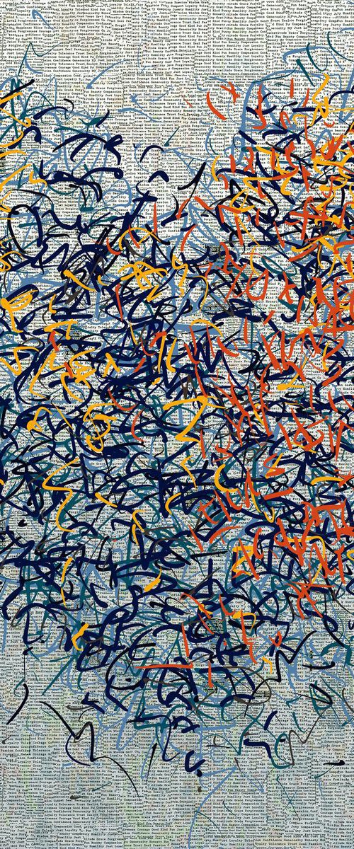 THE GREAT OPTIMIST Acrylic and mixed media on canvas 101cm square by George Hall