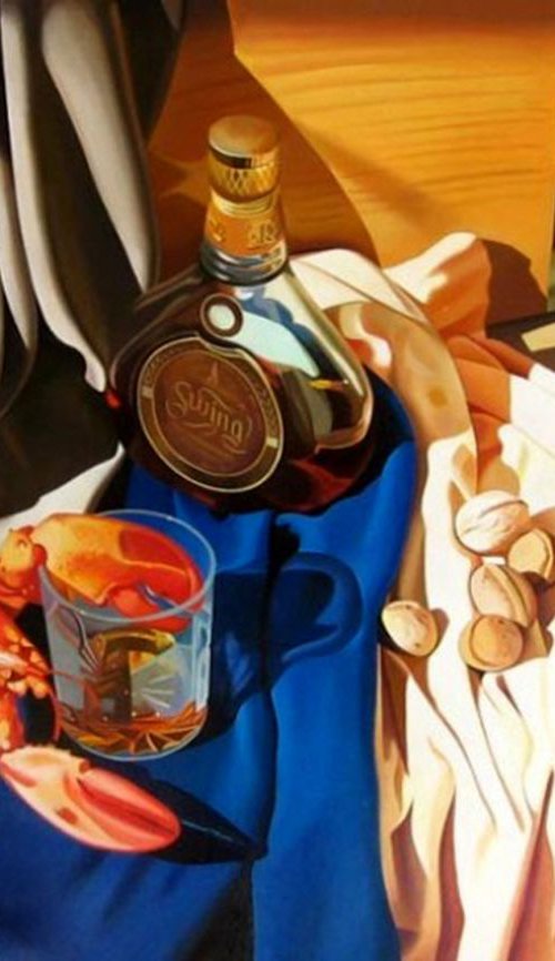 Still life with a lobster, Original canvas art by Valeri Tsvetkov