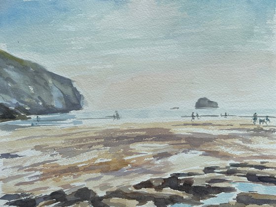 Trebarwith Strand, overcast summer day