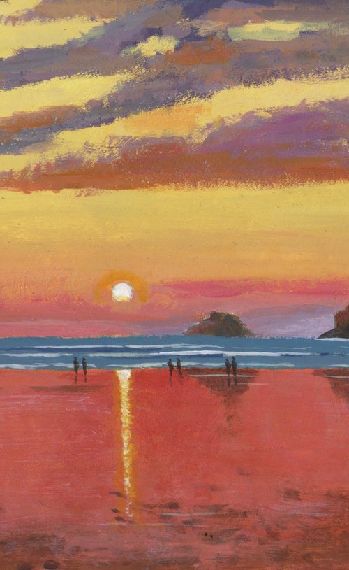 "Sunset, Polzeath beach" by Tim Treagust