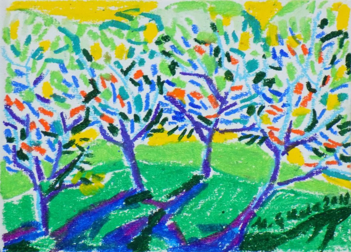 Orchard in green - drawing by Maja Grecic