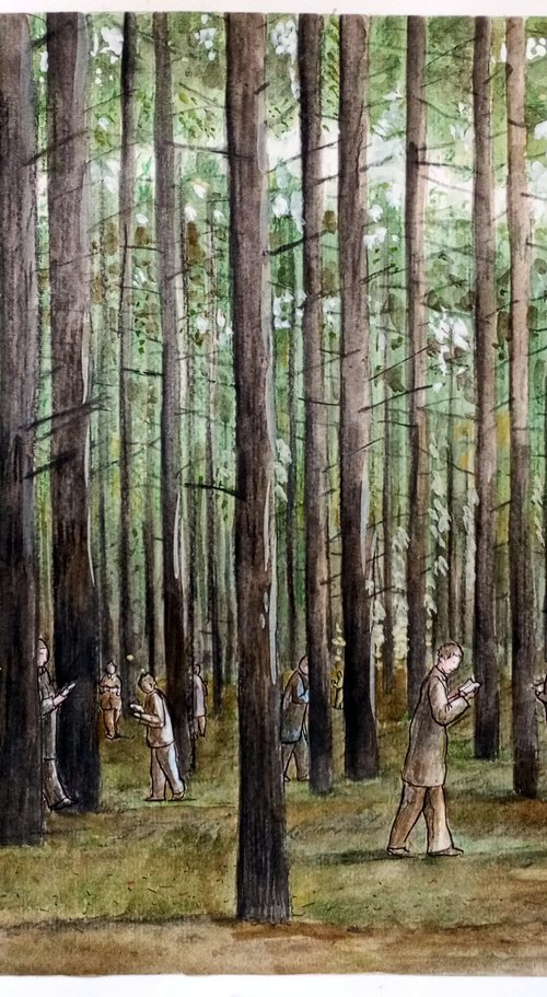 Wood of the walking readers by paolo beneforti