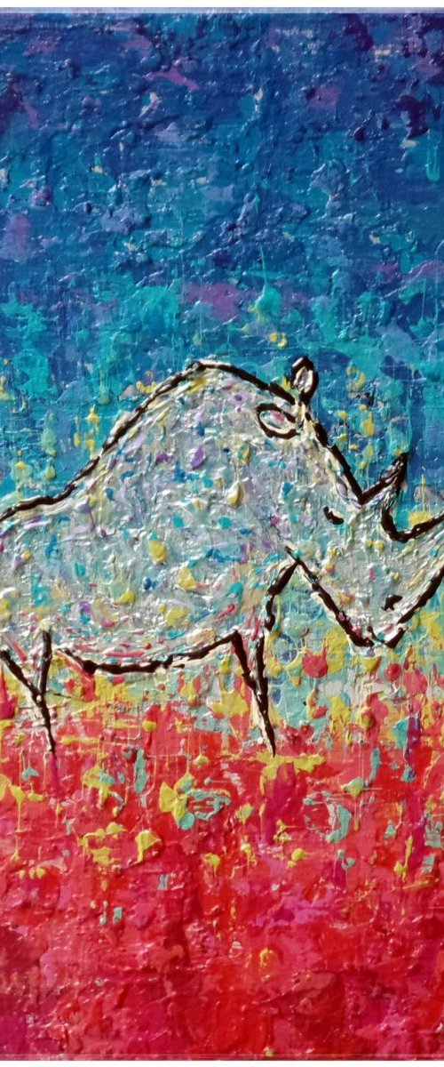 Rhino Cave Painting by Nicola McLean